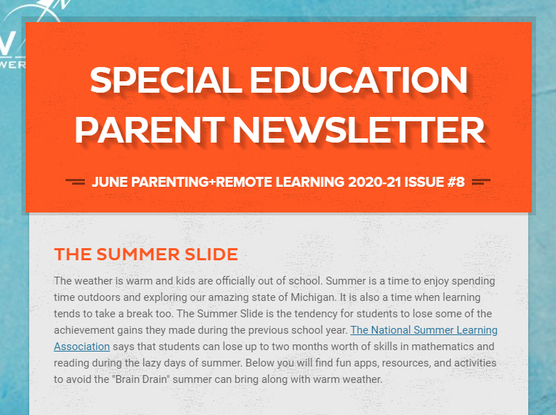 Special Education Parent Newsletter June 2021