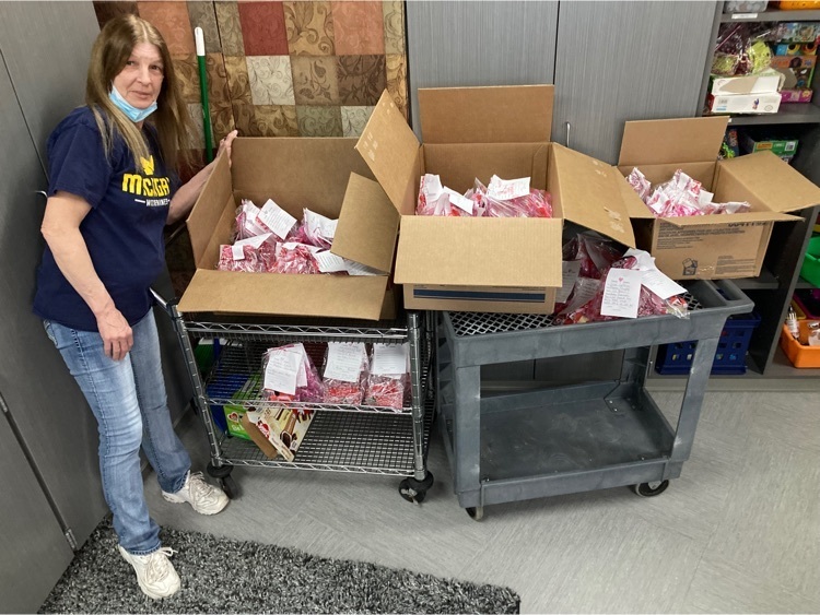 Nancy Roberts has worked all week on candy grams!